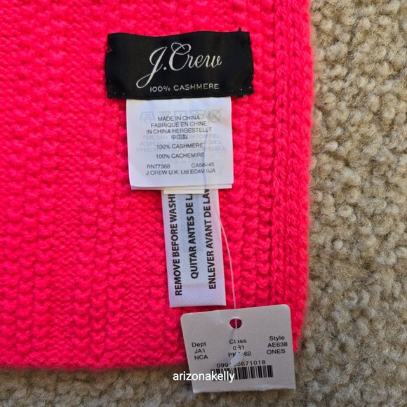 NWT J. Crew Cashmere *HOT PINK* Fuchsia Scarf - Picture 3 of 14